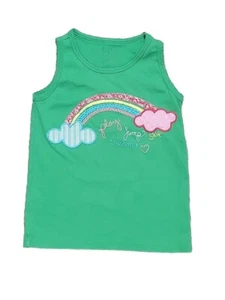 Gap Tank Top Toddler Girl Sz 5 Green Rainbow Clouds Embroidery Cute Sleeveless - Picture 1 of 6