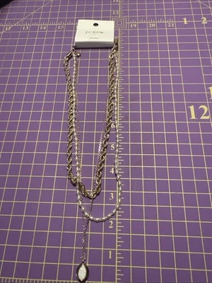 J. "Collar Crew 3 Capas Cadena Cuerda Tono Dorado Ovalado Madreperla Colgante 20""" Foto 1 de 4