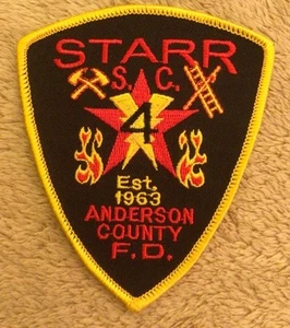 *RARO* Departamento de Bomberos de Carolina del Sur Starr (Condado de Anderson) Carolina del Sur 4 parches - ¡NUEVO! - Imagen 1 de 2