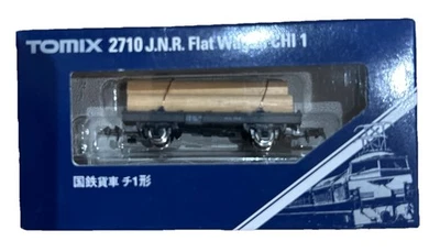 Tomix N Scale 2710 J.N.R Flat Wagon with timber Load - Black - Boxed - Image 1 of 4
