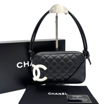 CHANEL Cambon Line Coco Mark Shoulder Bag Leather Black A25175 USED Auth 8891551 - Image 1 of 4