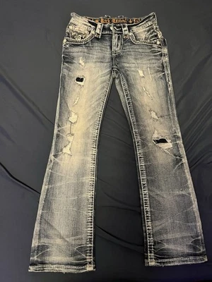 Pantalones de mezclilla Rock Revival azul desgastado para hombre, talla 28, medidas 28x30 Foto 1 de 4