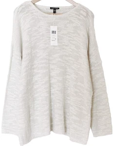 Eileen Fisher NEU MIT ETIKETT weicher weißer PULLOVER MIT RUNDHALSAUSSCHNITT OBERTEIL Tencel Mohair Baumwolle XL $ 278 - Bild 1 von 3