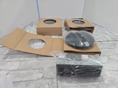 Dual Electronics XDM17BT Single DIN Car Stereo AM FM Stereo w/ 4 New speakers - Image 1 of 4