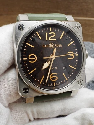 Bell & Ross BR03-92-S Manos Doradas 90% Nuevo en Caja ¡Excelente Diario! ¡Nueva correa verde OEM! Foto 1 de 4