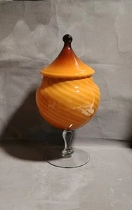 Rare Vintage EMPOLI Butterscotch Optic Swirl Circus Tent Apothecary Jar 15" MCM - Bild 1 von 14