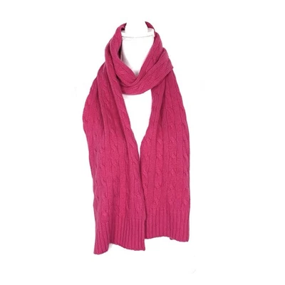 Ralph Lauren Rugby Cable Tejido Bufanda Lana Cachemira Angora Rosa Caliente Preppy 10”X70” Foto 1 de 4