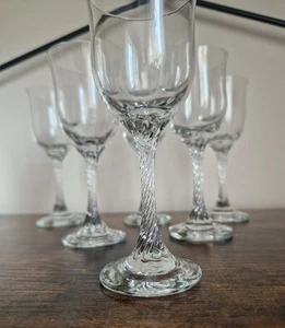 Vintage Dema Renaissance Barley Twisted Stems Wine Glasses Set Of 6 - Picture 1 of 6
