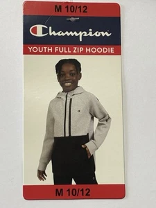 Champion Youths Full Zip Hoodie Sweatshirt Gray/Black Size Medium 10/12(NWT) - Picture 1 of 3
