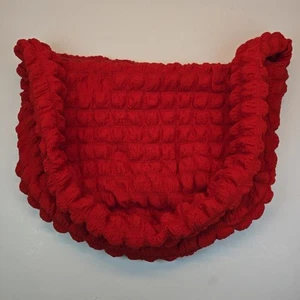 Medium Quilted Ruched Purse Red Zip Close Shoulder Crossbody Bag - Picture 1 of 15