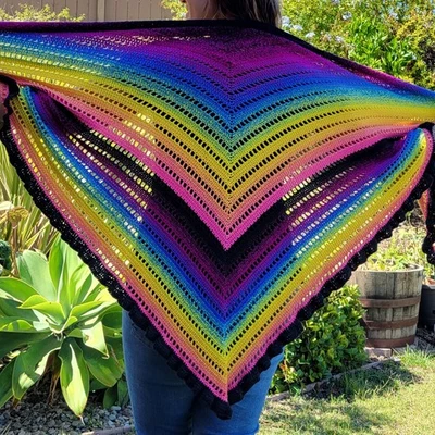 Handmade Crochet Triangle Shawl Rainbow Grandmacore Boho Festival - Image 1 of 4