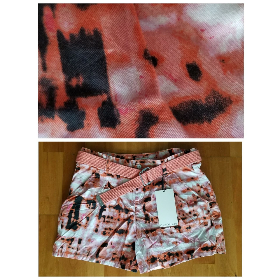 New CALVIN KLEIN Women's  27 or 3 / 4 Multicolor Print Pleated Cotton Shorts $59 - Imagem 1 de 4