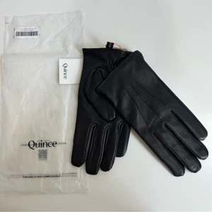 Quitte Kaschmir gefütterte schwarze Lederhandschuhe Größe M - Bild 1 von 9