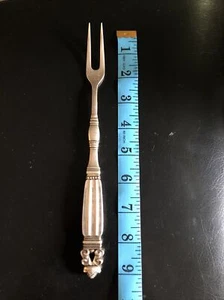 Georg Jensen Acorn Pattern Sterling Silver 2-Tine Cold Meat Fork - 9" - Picture 1 of 2