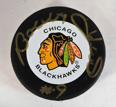 Disco de hockey oficial firmado por Bobby Hull Chicago Blackhawks de la NHL JSA autenticado Foto 1 de 3