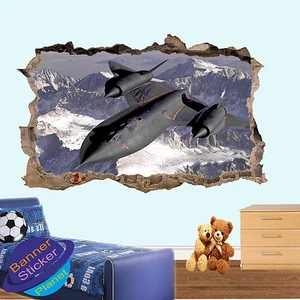 SUPERSONIC JET PLANE 3D SMASHED WALL STICKER ROOM DECORATION DECAL MURAL YO9 - Picture 1 of 3
