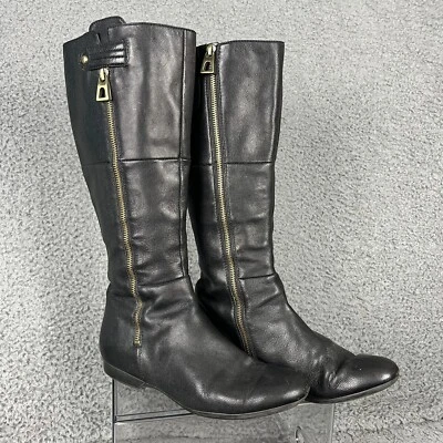 Botas de montar planas Enzo Angiolini para mujer 7,5 cuero negro hasta la rodilla cremallera lateral Foto 1 de 4