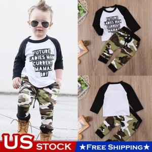 Newborn Toddler Infant Baby Kids Boys Camo Clothes T-shirt Top+Pants Outfits Set - Picture 1 of 10