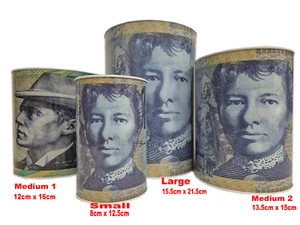 Money Tin Coin box Piggy Bank Australian Dollar 10 $10 Note Notes AU Souvenir - Picture 1 of 17