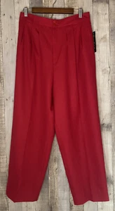 VTG Giorgio Sant'Angelo Pleated Candy Apple Red Wool Lined Trousers SZ 14 NEW - Picture 1 of 17