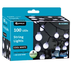 Sansai Decorative/Christmas Cool White Electric 100 LED Globe String Lights - Picture 1 of 2