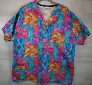 WS Fundamentals By White Swan  Fireflies Firefly Scrub Top  Short Sleeve XL - Picture 1 of 12