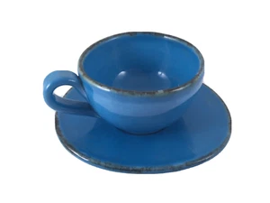 Ceramiche Virginia Tuscan Italy Blue Pottery Demitasse Cup & Saucer - Picture 1 of 6