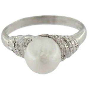 Anello con perla AP006 in oro bianco 18KT e diamanti naturali - Bild 1 von 4