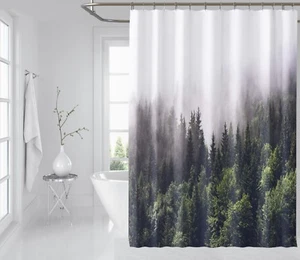 3D Nebel Kiefern 6 Duschvorhang Wasserdicht Faser Bad Daheim Windows Toilette - Picture 1 of 3