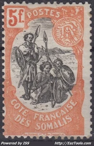COTE DES SOMALIS : 5 F ORANGE & NOIR N° 66 NEUF * GOMME TRACE DE CHARNIERE - Imagen 1 de 2
