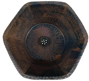 Vintage Rustic Flame Heated Bathroom Copper Hexagon Sink Kitchen Renovation - Picture 1 of 2