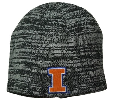 Illinois Fighting Illini NCAA Team Logo Knit Gray Marled Beanie Winter Hat - Image 1 of 2