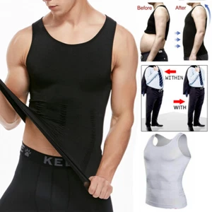 Camiseta sin mangas de compresión de ginecomastia para hombres Chaleco modelador de cuerpo adelgazante Chaleco atlético EE. UU. - Imagen 1 de 20
