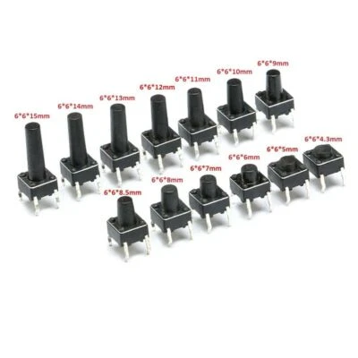 Momentary Tactile Push Button Switch 6*6*(4.3-15mm) Mini Micro Small PCB Mounted - Image 1 of 4