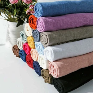 Spring Summer Thin Linen Cotton Fabric Eco Breathable DIY Making Clothes Dress - Picture 1 of 22
