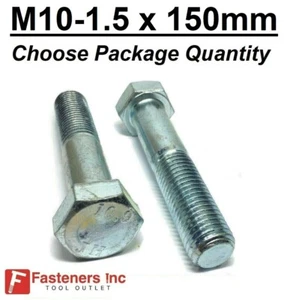 M10-1.50 x 150mm Metric Hex Cap Screws Bolts Zinc Grade Class 10.9 Hardened - Picture 1 of 2