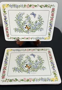 VTG Set(4) Royal Worcester Placemats/Rosemary/Butterflies/SPRING Cork Back - Picture 1 of 11