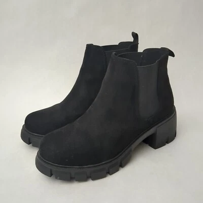 Botas al tobillo estilo Chelsea de gamuza negras Soda para mujer talla 8,5 en muy buena condición Foto 1 de 4