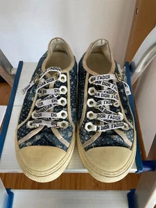CHRISTIAN DIOR Denim Embroidered Walk'N'Dior Low Top Sneakers Size 36EU - Picture 1 of 9