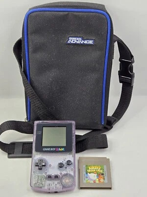Nintendo Game Boy Color GBC Atomic Purple CGB-001 Handheld & Carry Bag & 1 Game  - Image 1 of 4