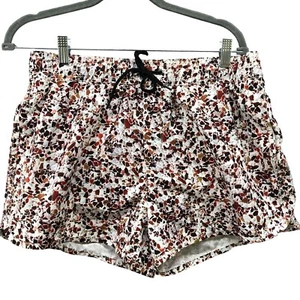 H&M Swim Trunks Mens M Mesh Lined White Brown Printed Drawstring - Picture 1 of 9