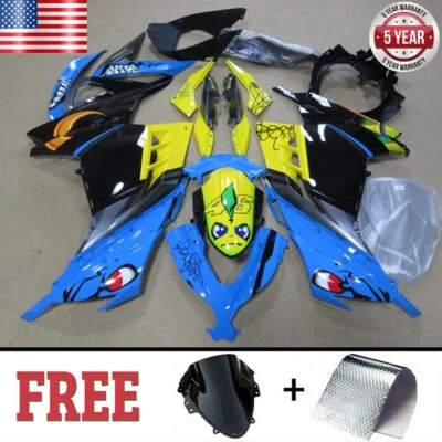 Blue Shark Fairing Kit Set For Kawasaki Ninja 300 EX300 2013-2017 2014 2015 2016 - Image 1 of 4