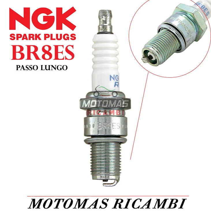 CANDELA NGK BR8ES A PASSO LUNGO PER ACCENSIONE AUTO MOTO SCOOTER QUAD - Immagine 1 di 1