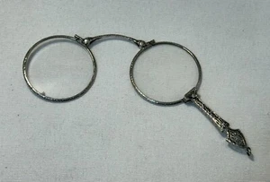Viktorianische Sterling Silber 7K Lorgnette Brille eyeglasses mit filigranem Griff - Bild 1 von 12
