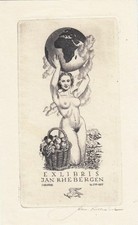 Exlibris Ex Acquaforte Stanislaus Kulhanek 1885-1970 Nudo Femminile Frutti