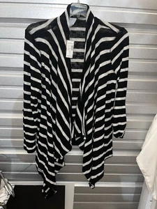 DRESS BARN Women Knit Cardigan Sweater Size XL Black & White Striped (HOME41)s - Picture 1 of 2