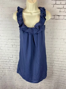 Spille e Aghi Mini Abito XS Donna Blu Navy Bordo Increspato Leggero (DAB) - Foto 1 di 6