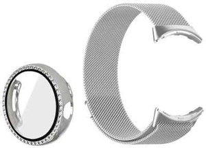 Funda protectora de diamantes para reloj Google Pixel + correa de correa de acero inoxidable milanés - Imagen 1 de 17
