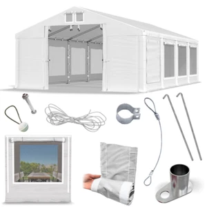 Partyzelt 4x8m Moskito Pavillon Gartenzelt Festzelt 8x4 weiß PVC S - Bild 1 von 4
