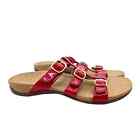 VIONIC Red Patent Leather Adjustable Straps Slides Slip On Sandals MISA Size 9
